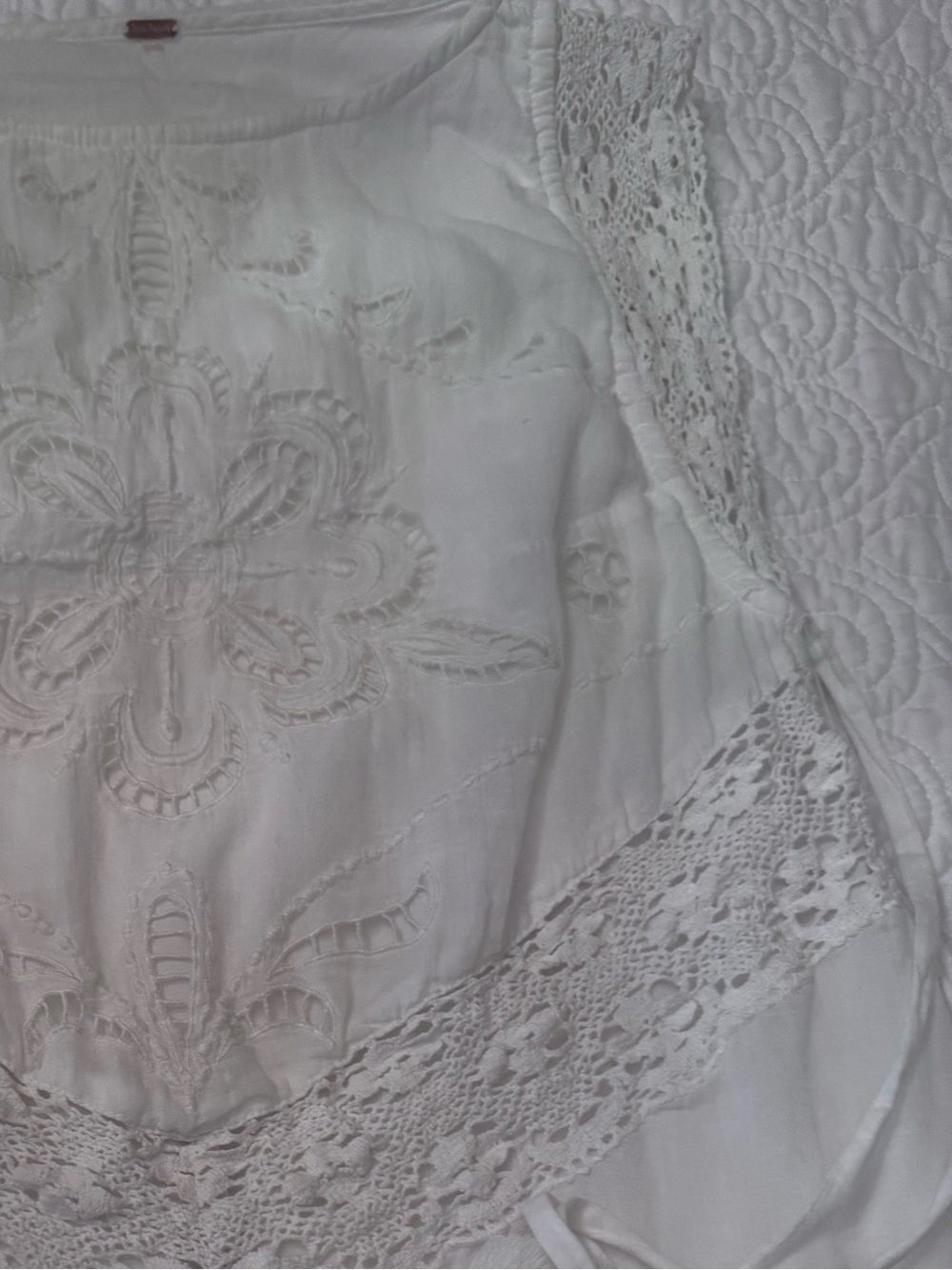 Free People White Embroidered Lace Peasant Blouse - Picture 4 of 4